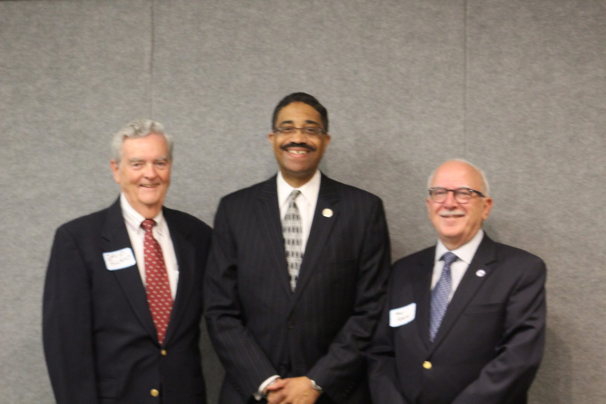 Outgoing President David Bland, Supreme Court Justice Michael Morgan, Incoming President Max Adams