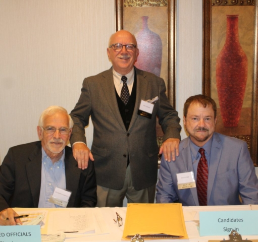 Wake Democratic Men's Club Treasurer Richard Loeppert, President Max Adams, and Secretary Steven Hill